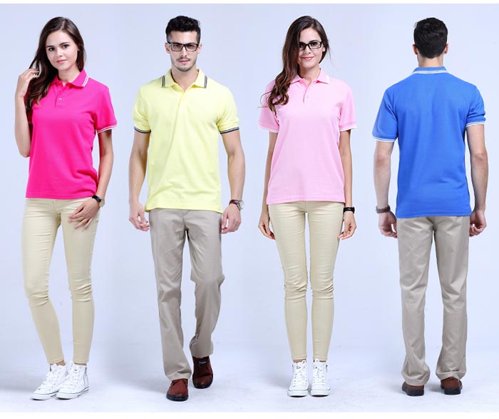 嵌條翻領t恤衫定制多色展示圖三