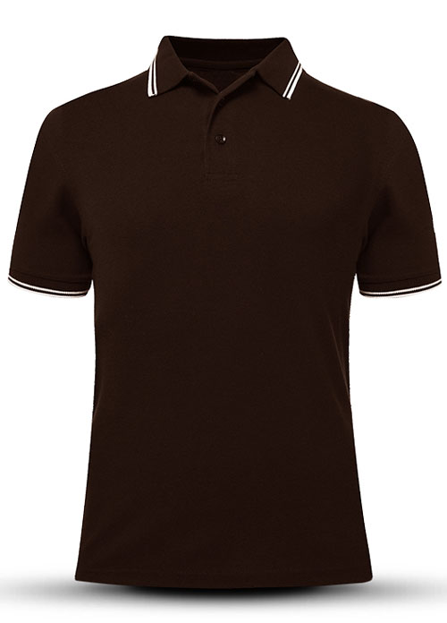 咖啡色翻領T恤衫