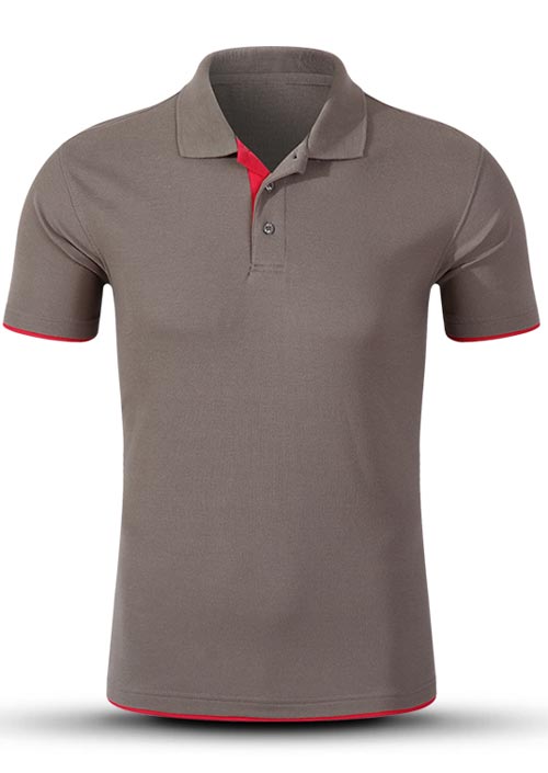 灰色翻領短袖t恤衫定做