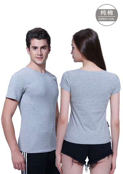 花灰色短袖圓領T恤衫女款