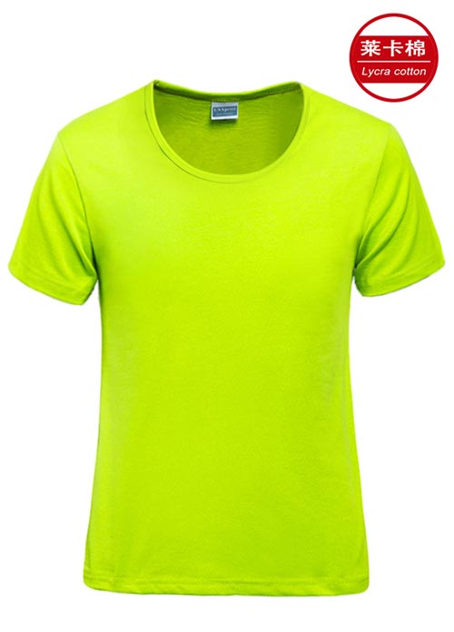 瑩光綠色短袖女士圓領文化衫