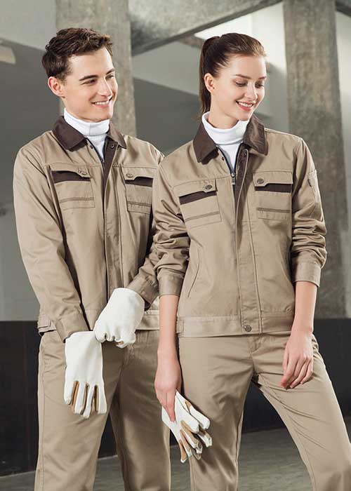 駝色長袖勞保工作服批發定制