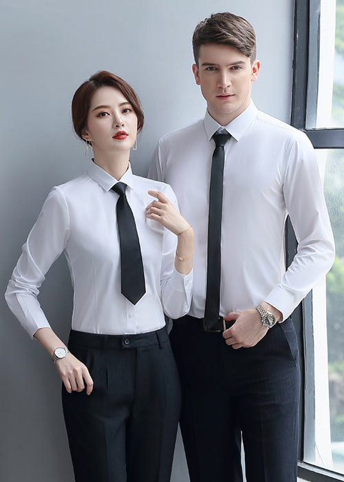 經(jīng)典商務白色男女款長袖襯衫訂做