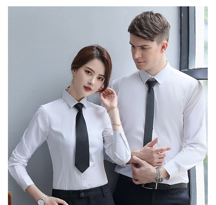 經(jīng)典商務白色職業(yè)長袖襯衫男女款式模特效果圖