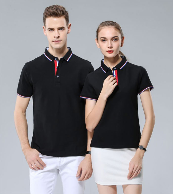 2021年深圳定做短袖翻領POL衫新款模特效果圖之黑色款