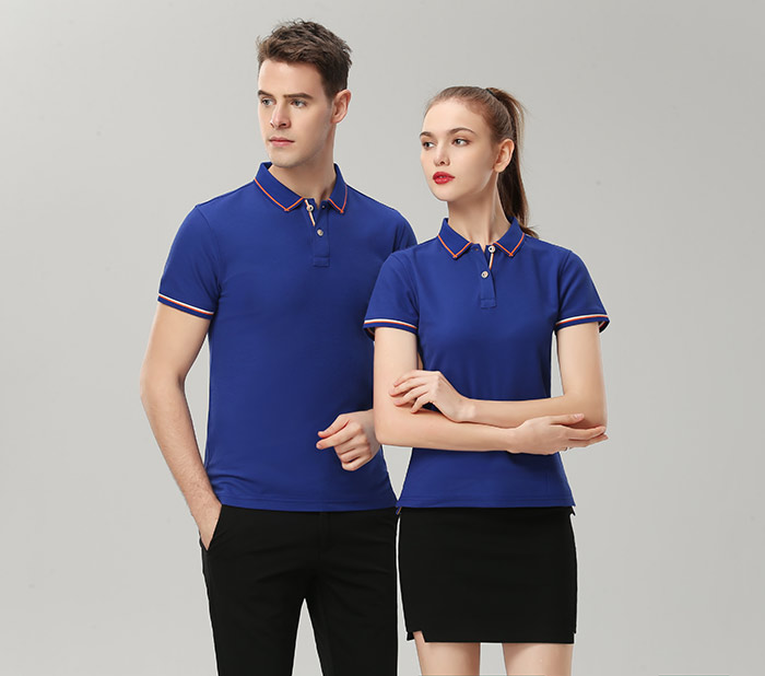 1898號時(shí)尚翻領(lǐng)短袖POLO衫現(xiàn)貨批發(fā)之寶藍(lán)色模特展示圖
