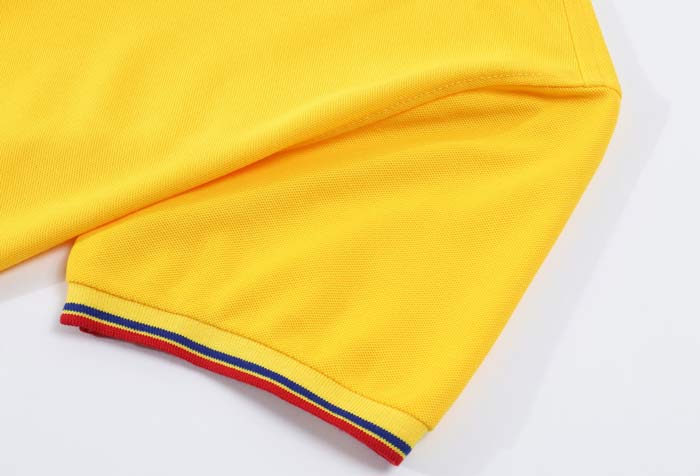 200克CVC面料間條衣領配織帶門瞳短袖POLO衫工作服定制之袖口細節圖